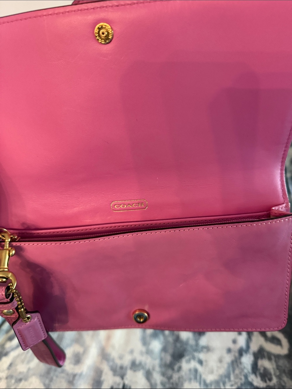Coach Pink Leather Wristlet with Gold Buckle Accent - Picture 6 of 12